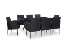 True Deal - Salon de jardin 9 pcs Résine tressée Noir