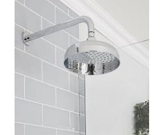 Hudson Reed Elizabeth - Pommeau de Douche 20 cm Avec Bras Mural - Chrome et Blanc