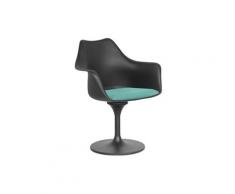 Chaise Tulipe pivotante - Simili Cuir - Coque Noire Turquoise