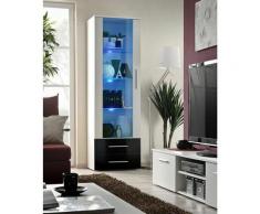 Asm Gros Mobilier - Vitrine murale à poser LED - Neo I - 60 cm x 190 cm x 40 cm - Blanc - 2 tiroirs