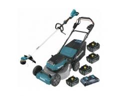 Pack Makita Jardin 36V: tondeuse autractée 36V 46cm DLM462 + débroussailleuse 36V DUR368L + 4 batt