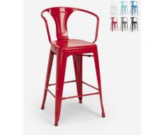 Tabouret avec dossier en métal design industriel pour bar et cuisine style Tolix Steel Back | Rouge