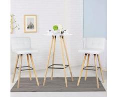 Lot de 2 Chaise de Cuisine Salle à Manger Design Assise rembourrée Pieds en Bois - Blanc
