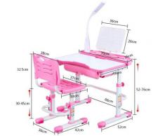 Bureau pour enfant réglable en hauteur - Avec lampe - Inclinaison réglable - Avec chaise - Avec