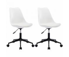 Chaise de salle a manger pivotante 2 pcs Blanc Similicuir