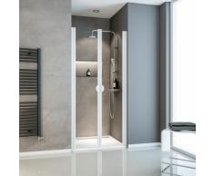 Schulte - Porte de douche battante en niche, verre 5 mm transparent, Sunny II profilé blanc, 80 x