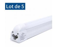 5×Auralum T5 Tube LED 60CM Tube de Lumière Fluorescente 8W avec Réglette Complète Blanc Froid 6000K