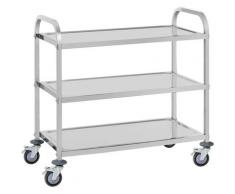 Royal Catering - Chariot De Service Desserte Cuisine Table Roulante Inox 3 Plateaux Niveaux F