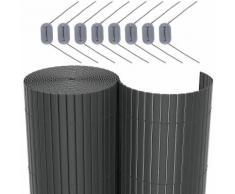 Lot de 2 Rouleau de Canisse PVC Clôture PVC pour Jardin Balcon Terrasse Gris 2 x (80 x 500cm)