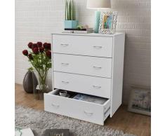 Youthup - Buffet avec 4 tiroirs 60 x 30,5 x 71 cm Blanc