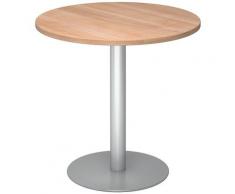 HAMMERBACHER Table de réunion Ø 800 mm - piétement argent - plateau façon noyer | VSTF08/N/S