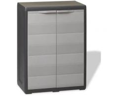 Topdeal - Armoire de rangement de jardin avec 1 étagère Noir et gris