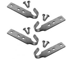 Lot de 4 crochets inox + 8 vis pour piscine hors sol en bois - Linxor - Gris