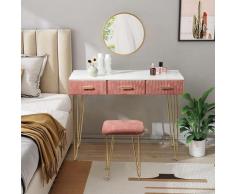 Coiffeuse avec miroir rose