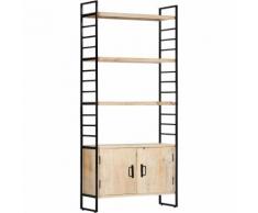 Hommoo Bibliothèque à 4 niveaux 80x30x180 cm Bois de manguier massif