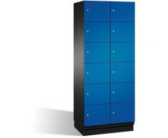 CP Armoire à casiers CAMBIO avec portes en acier - 12 casiers, largeur 800 mm - corps gris