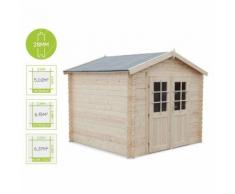 Abri de jardin LANDES en bois FSC de 6,37m², structure en madriers, sapin séché