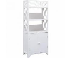 Hommoo Armoire de salle de bain Blanc 46x24x116 cm Bois de Paulownia
