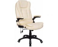 Bc-elec - A2-0057 Fauteuil de bureau cuir beige Massant et Chauffant - Beige
