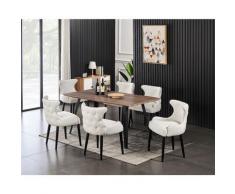 Life Interiors - OXFORD - Lot de 6 Chaises Capitonnées en Velours beige - Style Contemporain