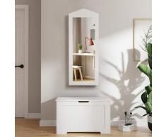 Armoire à Bijoux, Armoire de Rangement Mural, avec Miroir, Blanc JBC83W - Blanc