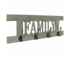 Porte-manteau mural patère en bois vert vintage 20,5x60x1,5 cm