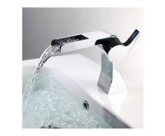 Robinet de lavabo mitigeur avec effet cascade, style moderne fini en chrome