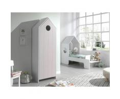 Pack - Lit Cabane Enfant & Armoire casami Ii Blanc & Rose - Paris Prix