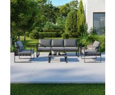 5 Places salon de jardin design aluminium couleur Gris - FIGARI