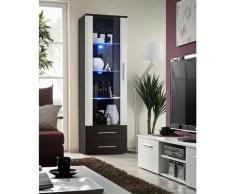 Asm Gros Mobilier - Vitrine murale à poser LED - Neo I - 60 cm x 190 cm x 40 cm - Wengé et blanc