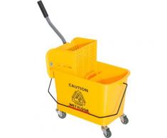 Chariot de nettoyage lavage seau de ménage 20 L avec essoreur et séparateur eau sale propre jaune
