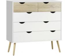 Homcom - Commode 5 tiroirs design scandinave meuble de rangement chambre panneau de particules 99 x