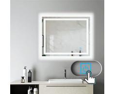 Miroir salle de bain 90x70cm anti-buée Mural Lumière Illumination avec éclairage LED
