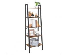 VASAGLE Étagère Vintage en escalier, Bibliothèque à 5 Niveaux, Rangement, avec Cadre métallique,
