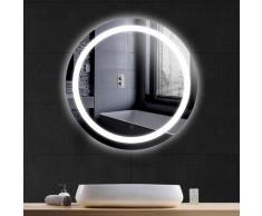 Miroir de Salle de Bain Rond Bord Biseauté Blanc Froid Anti-buée 60 * 60 * 4.5cm