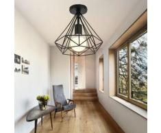 LAMPE DE PLAFOND Retro Plafonnier Cage Forme Diamant Luminaire Industrielle en Metal