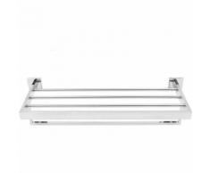 étagère de support de serviette de bain à double porte-serviettes mural en acier inoxydable Sasicare