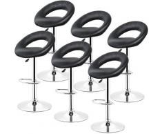 Oobest - Tabouret de Bar Lot de 6 en Cuir Artificiel avec Poignée Réglage en Hauteur 82cm -102cm