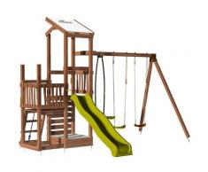 Aire de jeux 2 tours avec portique et mur d'escalade - FUNNY Swin