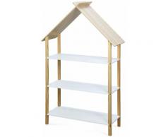 Alice's Garden - Etagère chambre enfant, 3 niveaux avec toit - Tobias - Bois massif en pin naturel