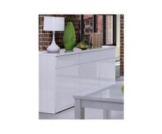 Buffet, bahut, enfilade 3 portes et 3 tiroirs FABIO + Miroir. Coloris blanc brillant. Meuble pour