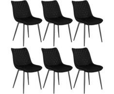 Woltu - 6x Chaise de Salle à Manger. Chaise de Cuisine. Assise en Velours. Pieds en métal. Noir