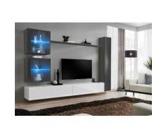 Paris Prix - Meuble Tv Mural Design switch Xviii 280cm Blanc & Gris