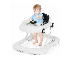 Trotteur Bébé Pliable 2 en 1 et Musical,3 Hauteurs Réglables,avec Siège et Dossier