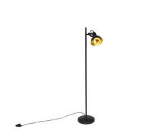 Lampadaire Industriel / Vintage noir intérieur doré 1 lumière - Tommy Qazqa Industriel / Vintage