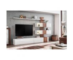 Meuble de salon complet, meuble tv QUIZZ. Composition murale moderne et design. LEDS incluses