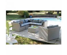 Salon de jardin en aluminium et résine tressé gris chiné -PEGANE-