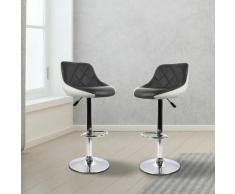 Tabouret de Bar Lot de 6 avec siège rembourré,tabourets en Cuir Artificiel réglable,Noir Blanc