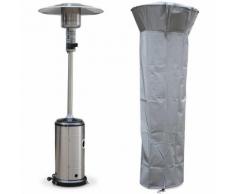 Chauffage d'extérieur à gaz, parasol chauffant de terrasse FINLAND 12,5kW en Inox avec roulettes et