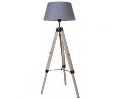 ®Lampadaire trépied hauteur réglable 71-114 cm lampe de sol 40 W bois style nordique - gris - Gris